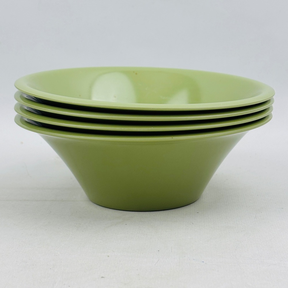 Vintage Texas Ware Melamine M2 Bowl Set of 4 Avocado Green‎ 6" Cereal Soup